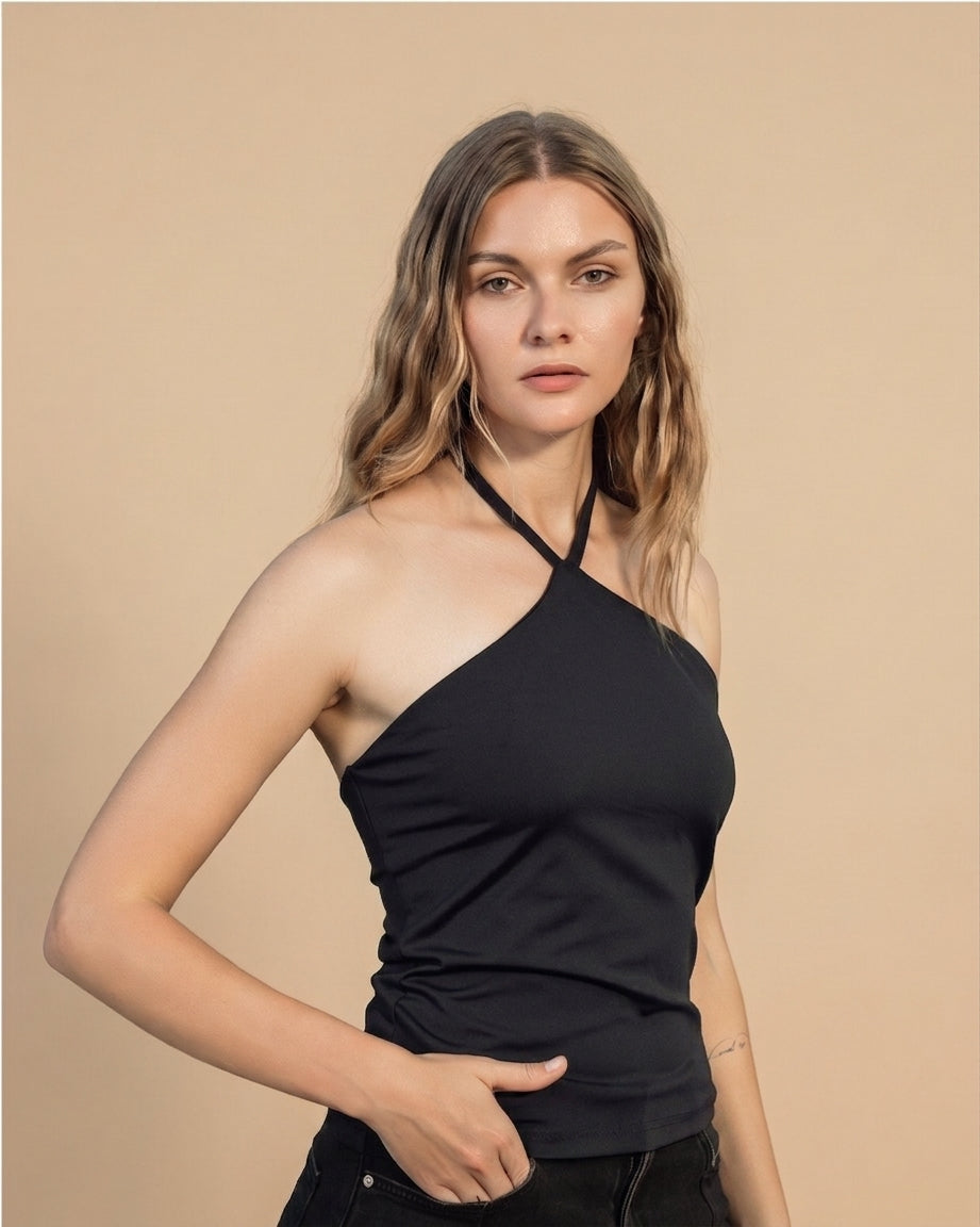 Halter One-Shoulder Top - Legging Cotton Fabric