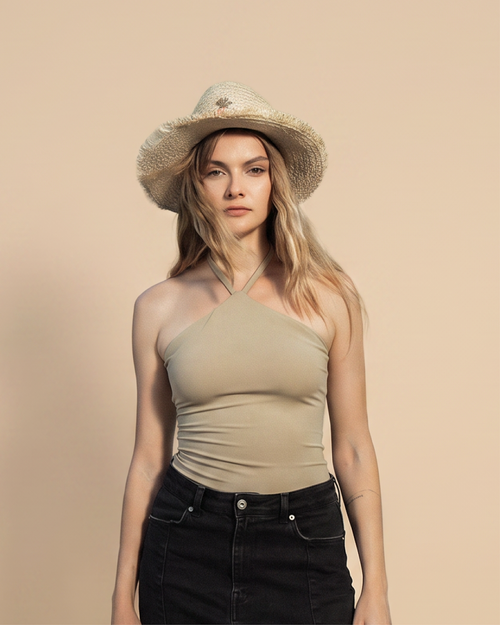 Halter One-Shoulder Top - Legging Cotton Fabric