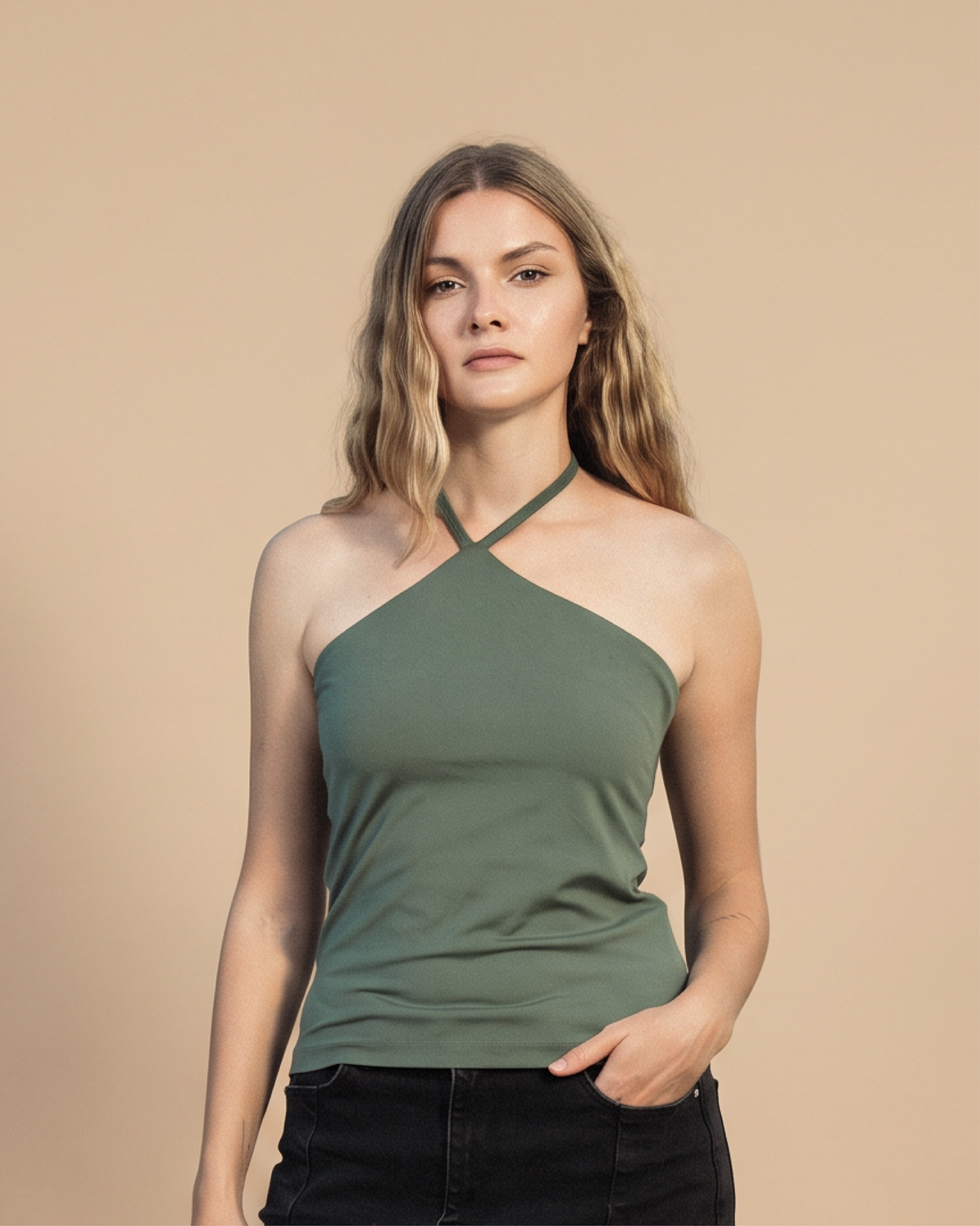 Halter One-Shoulder Top - Legging Cotton Fabric