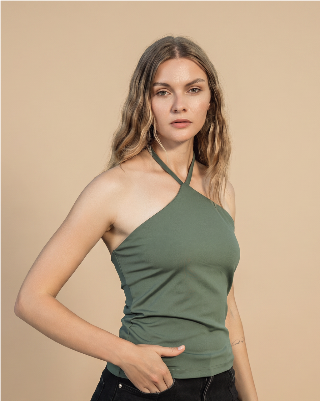 Halter One-Shoulder Top - Legging Cotton Fabric