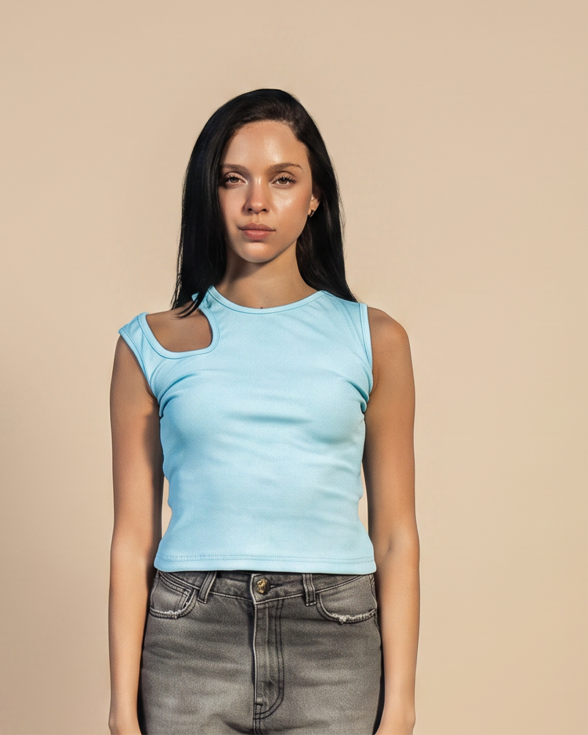 SOLA Cut-Out Shoulder Tank - Cotton Rib Lycra