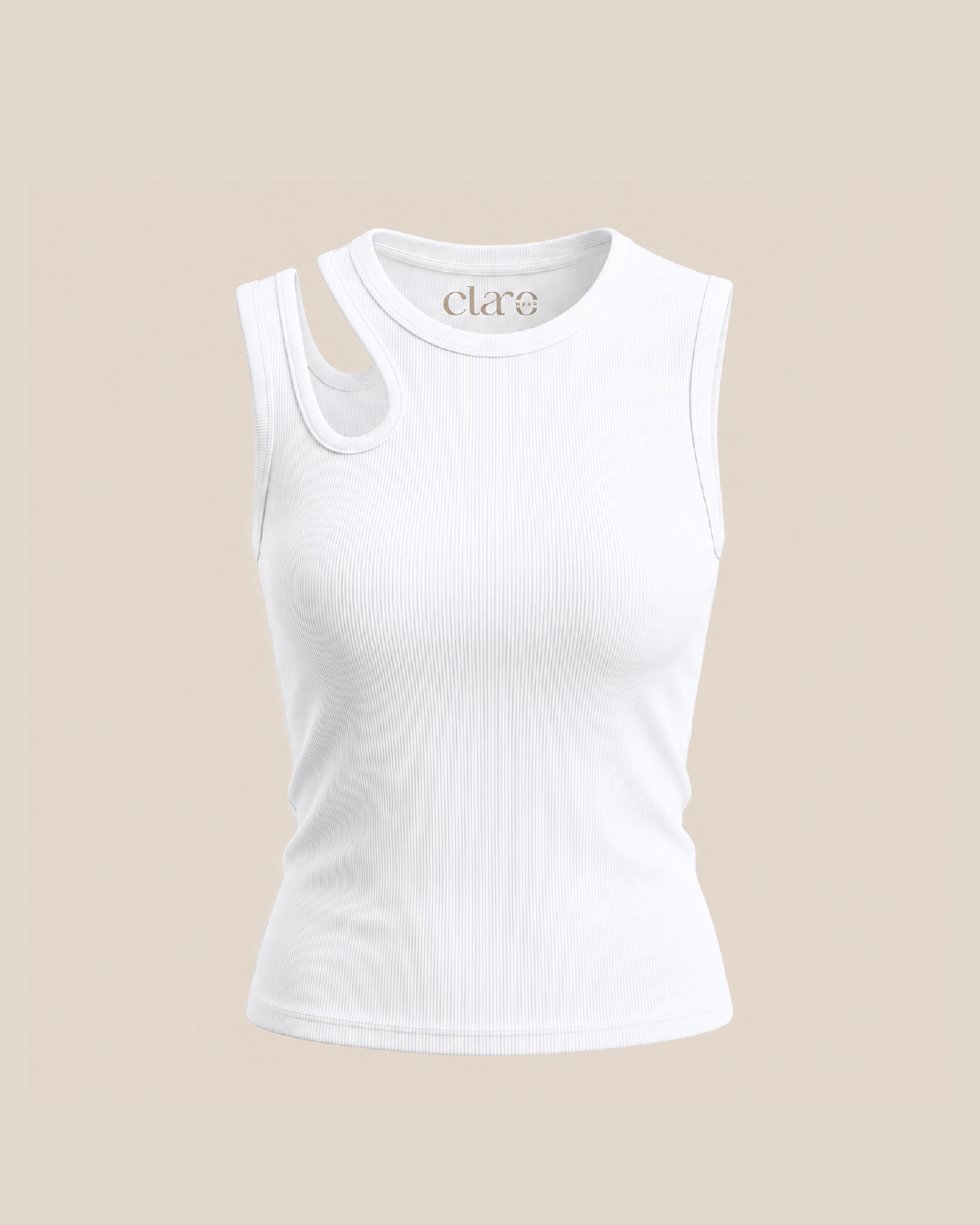 SOLA Cut-Out Shoulder Tank - Cotton Rib Lycra