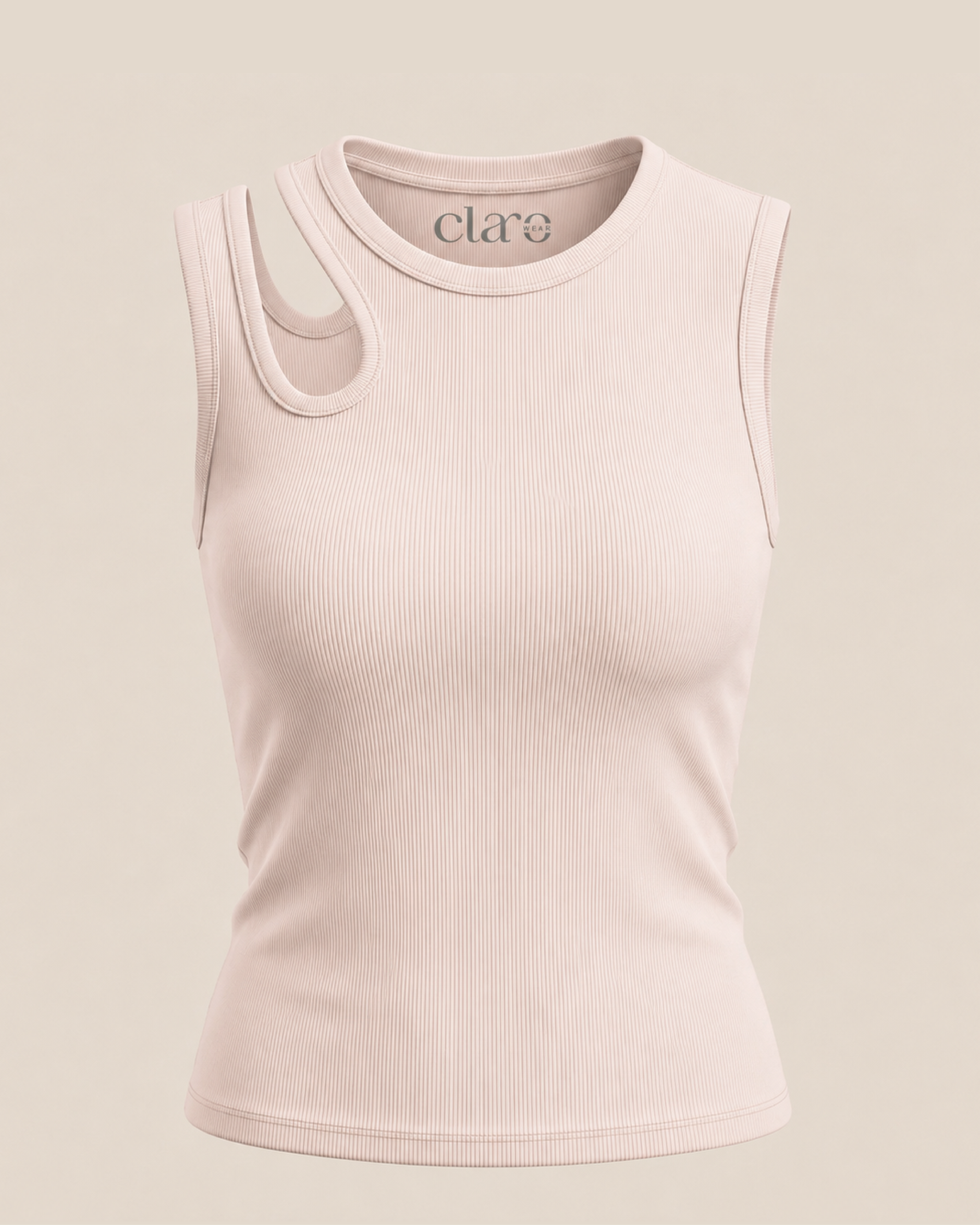 SOLA Cut-Out Shoulder Tank - Cotton Rib Lycra