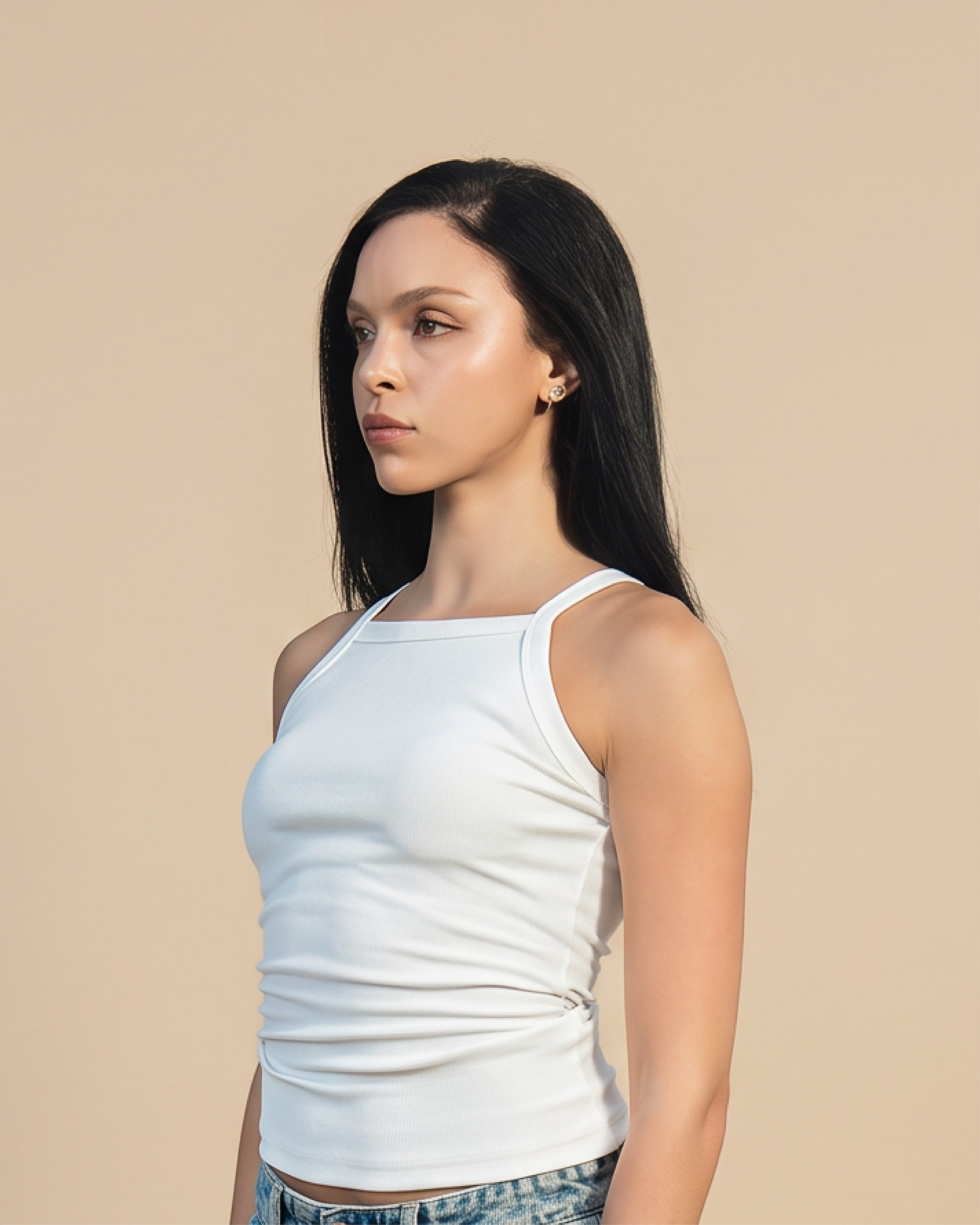 SOLA Essential Rib Tank - High Neck Cotton Rib Lycra