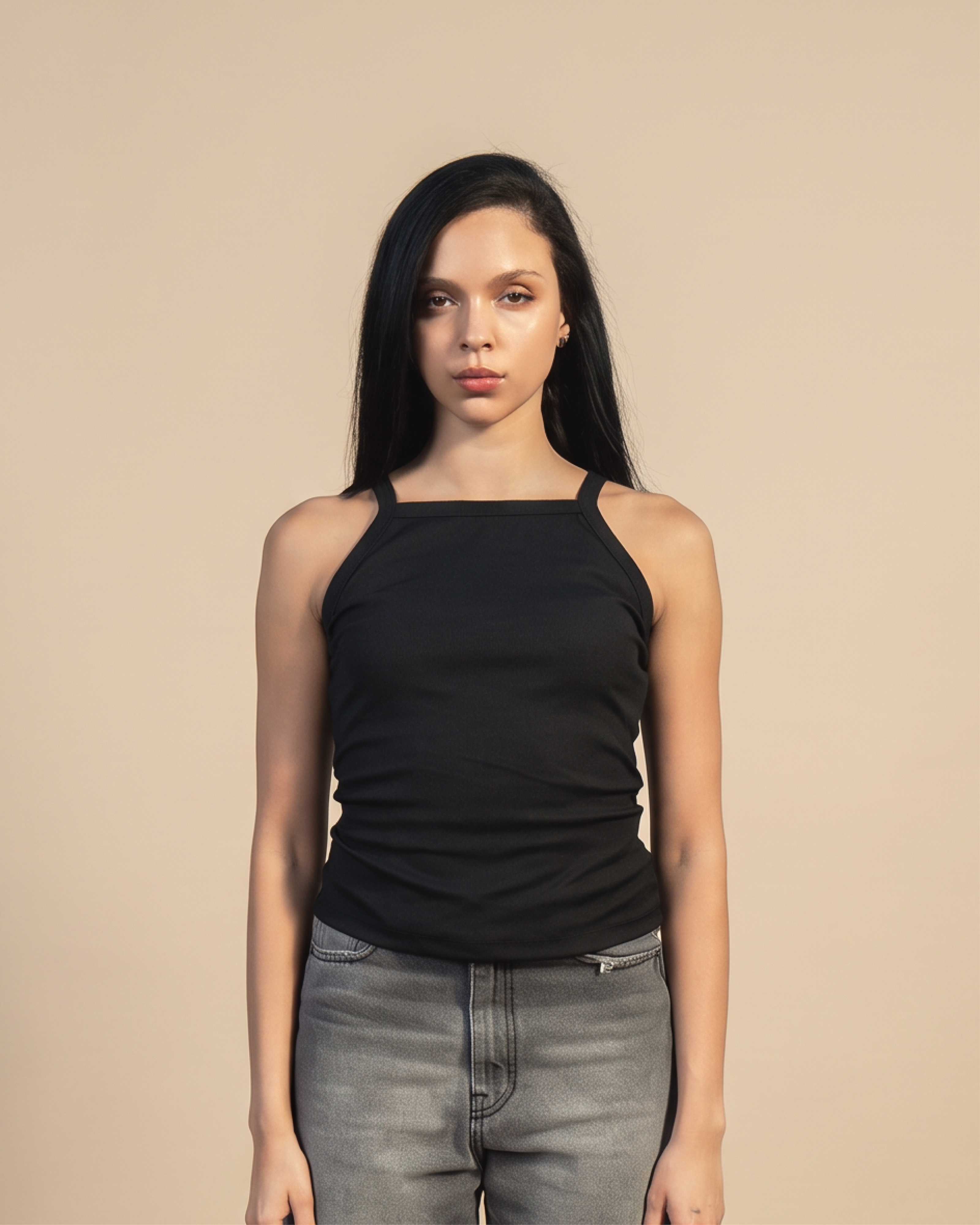 SOLA Essential Rib Tank - High Neck Cotton Rib Lycra
