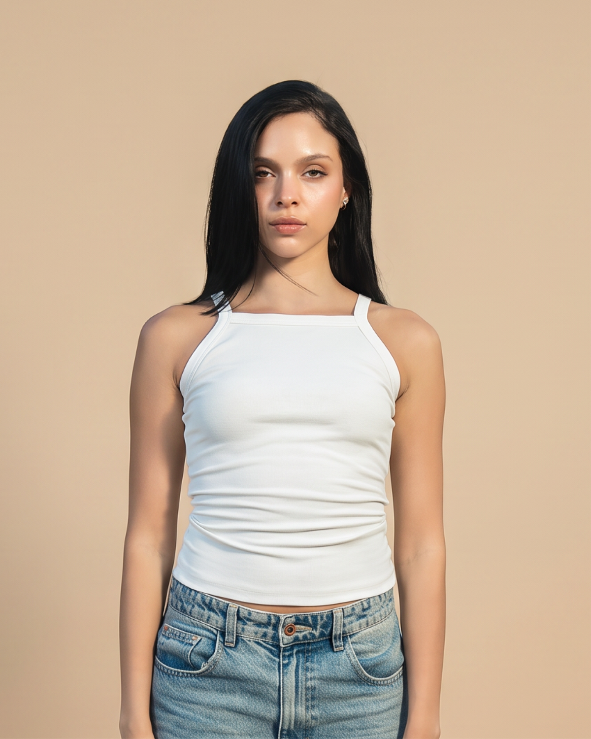 SOLA Essential Rib Tank - High Neck Cotton Rib Lycra