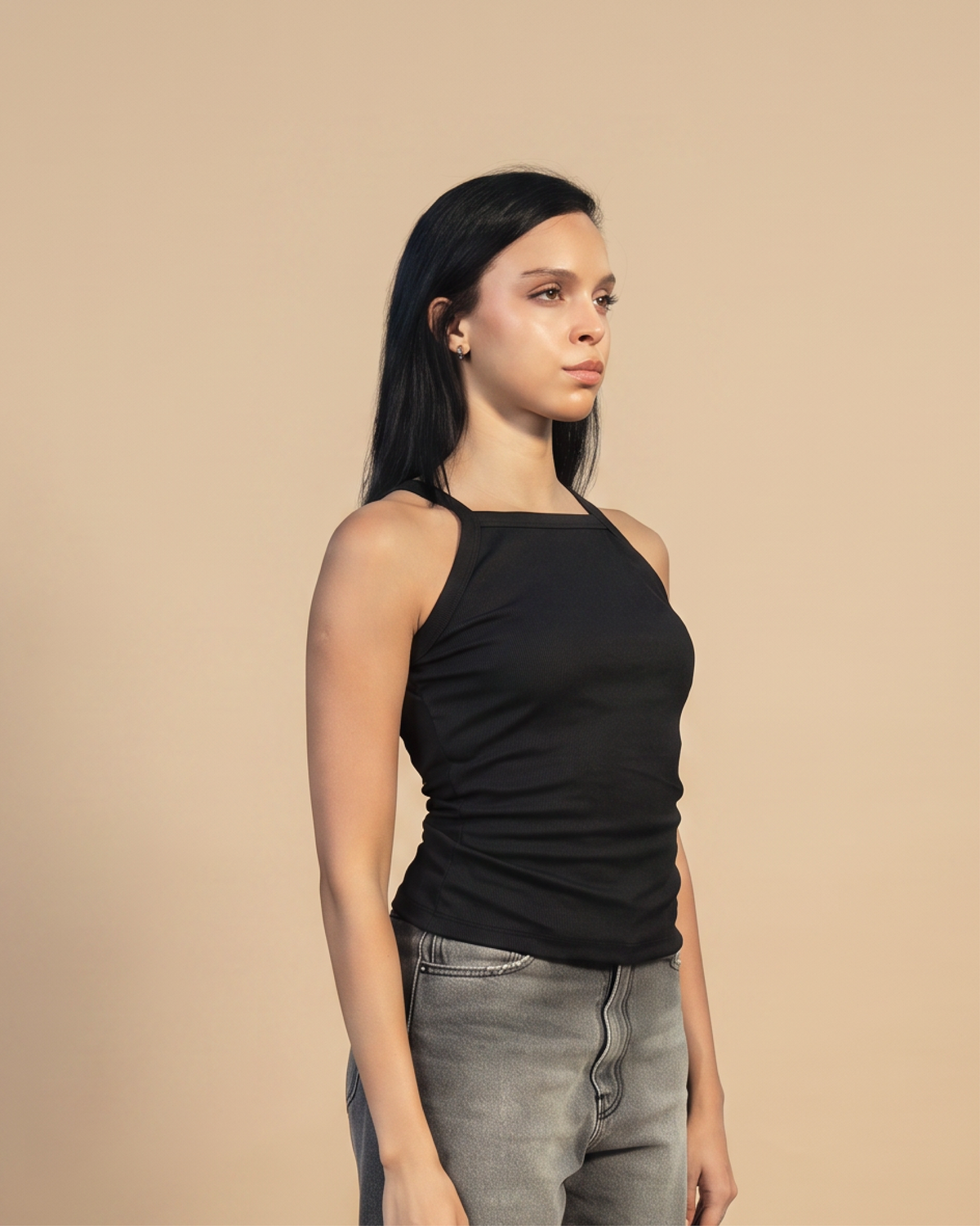 SOLA Essential Rib Tank - High Neck Cotton Rib Lycra
