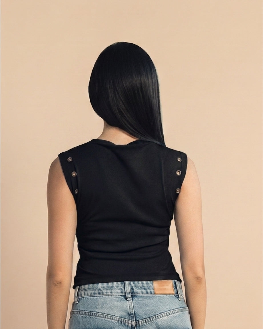 SOLA Eyelet Snap Tank - Cotton Rib Lycra