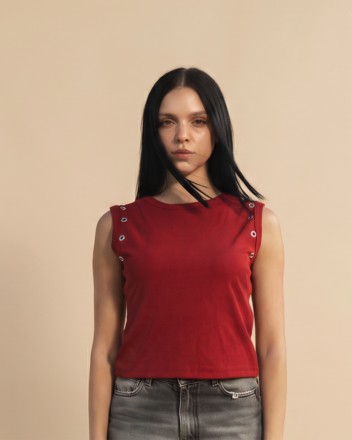 SOLA Eyelet Snap Tank - Cotton Rib Lycra