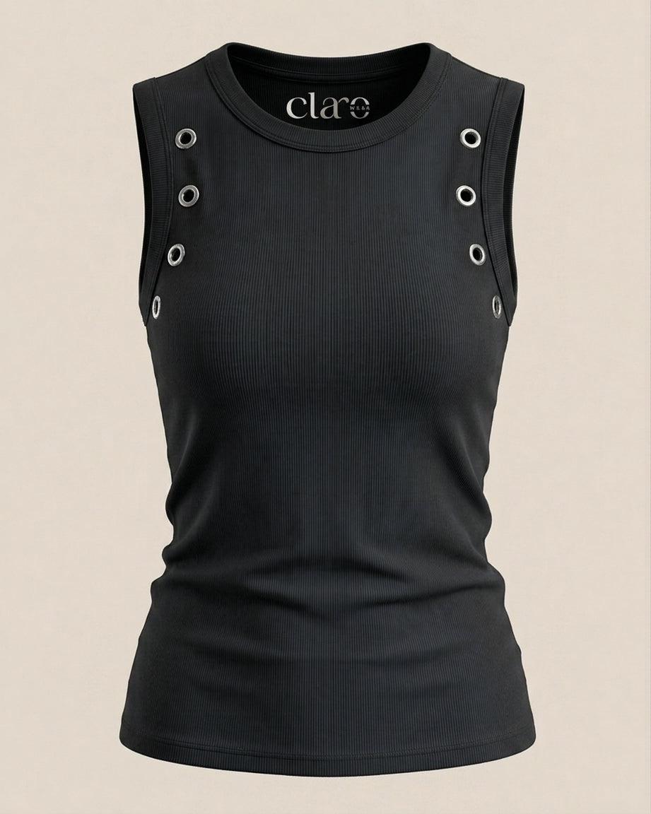 SOLA Eyelet Snap Tank - Cotton Rib Lycra