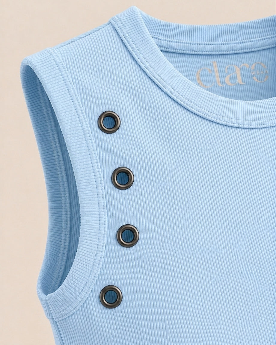 SOLA Eyelet Snap Tank - Cotton Rib Lycra