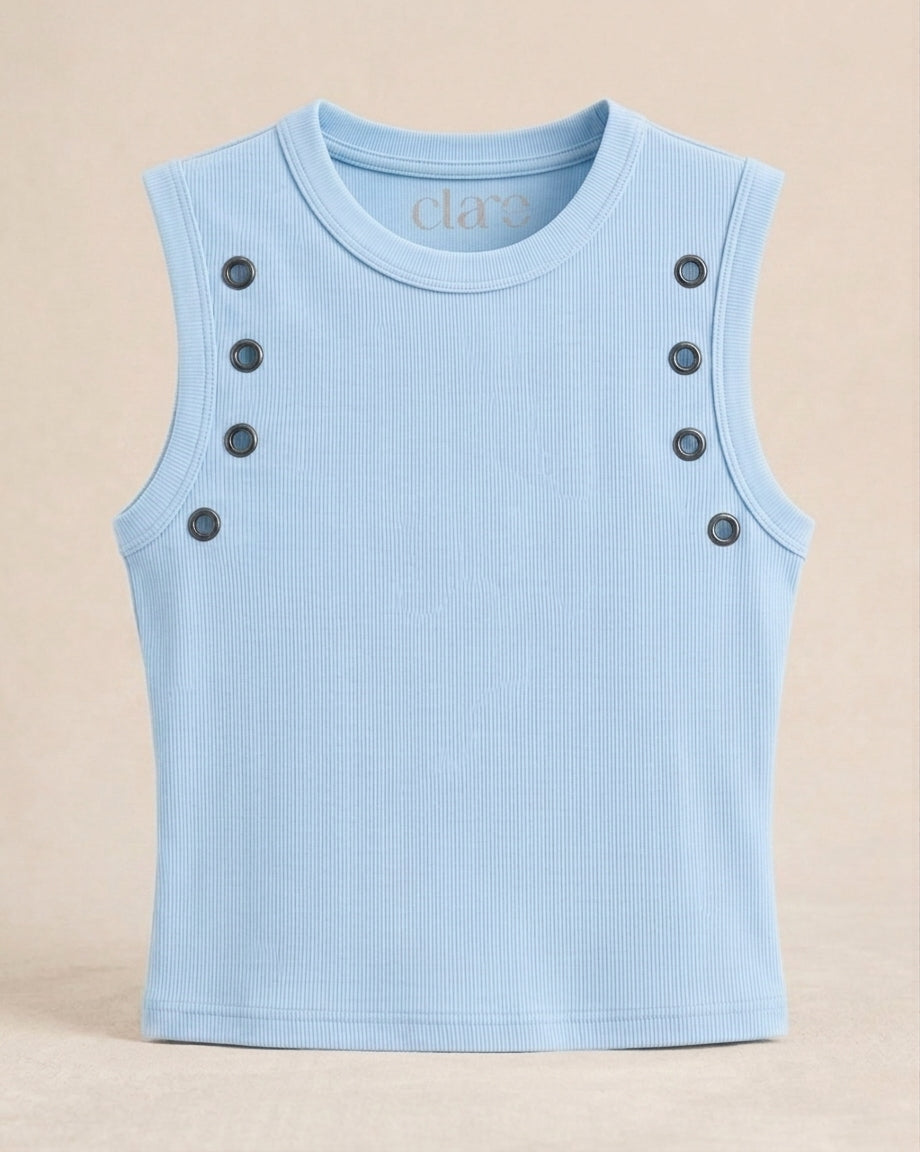 SOLA Eyelet Snap Tank - Cotton Rib Lycra