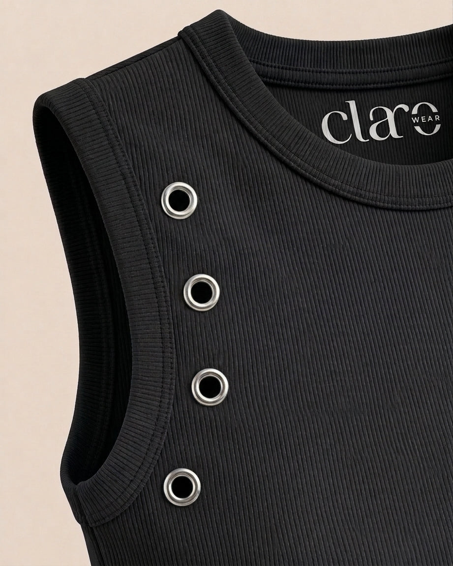 SOLA Eyelet Snap Tank - Cotton Rib Lycra