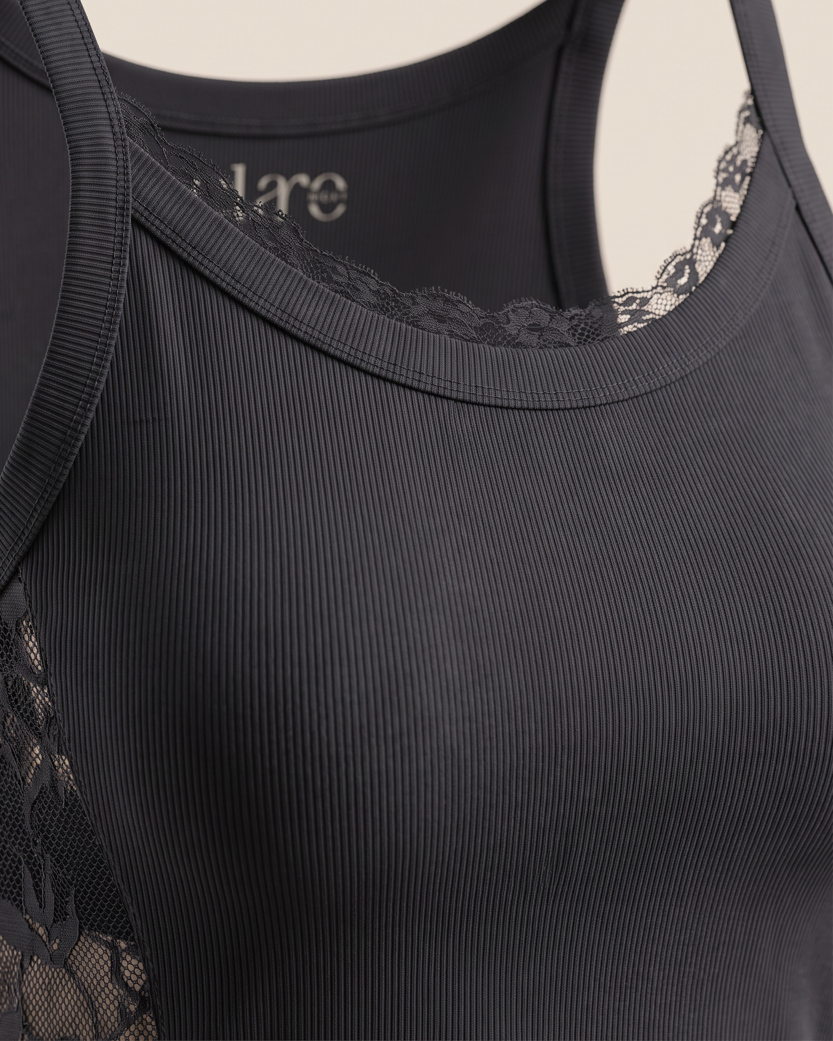 SOLA Lace Trim Rib Tank - Cotton Rib Lycra