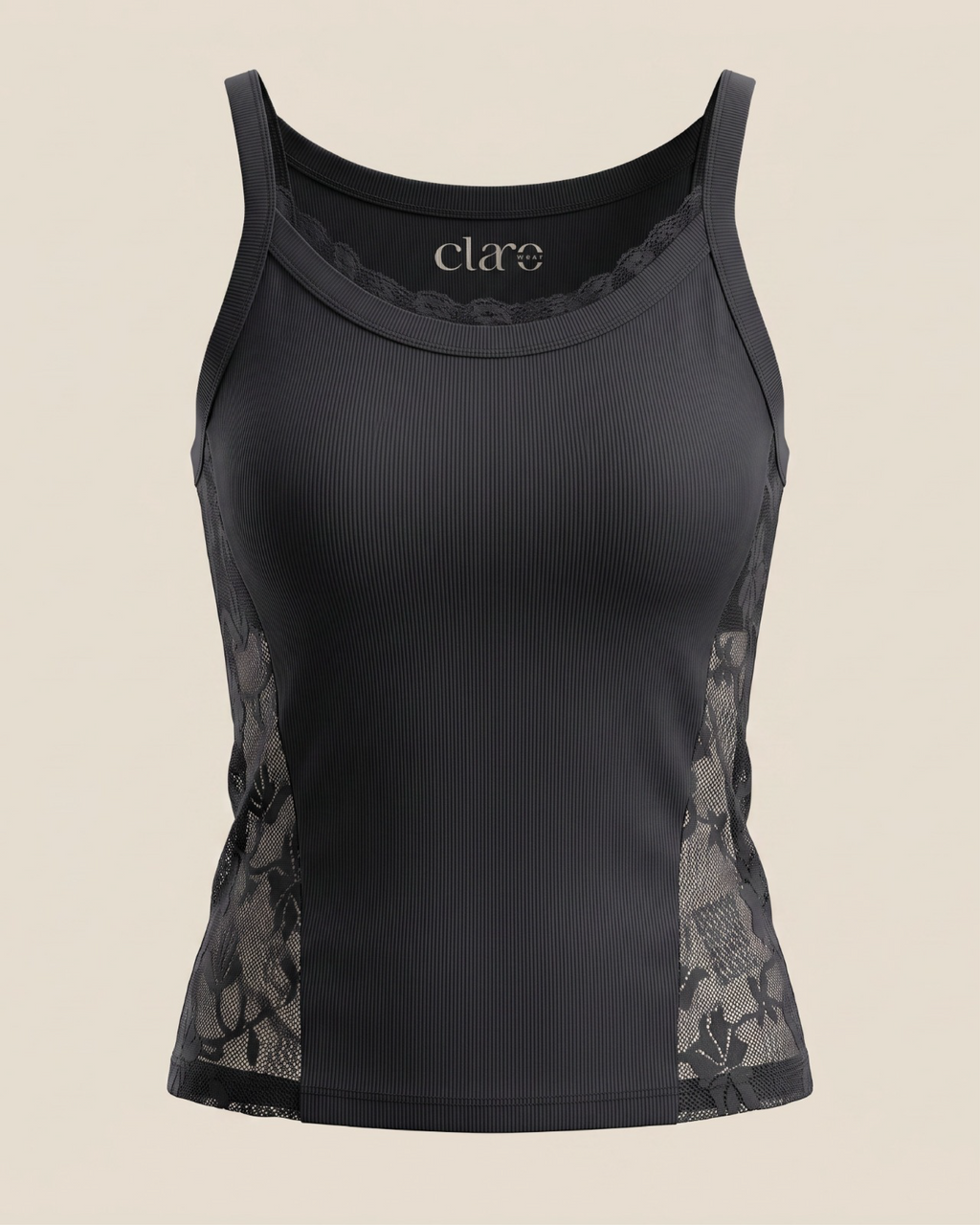 SOLA Lace Trim Rib Tank - Cotton Rib Lycra