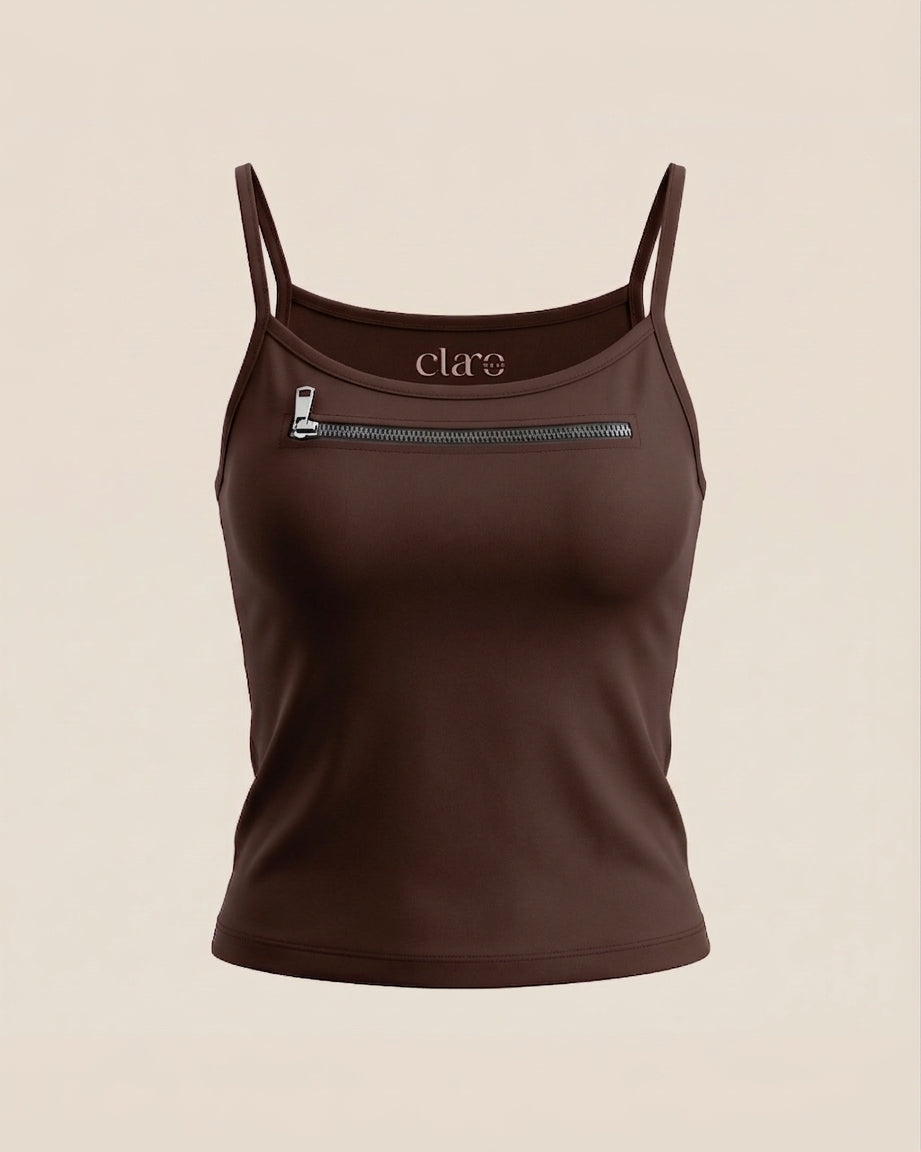 SOLA Zip-Front Cami Top - Cotton Single Lycra