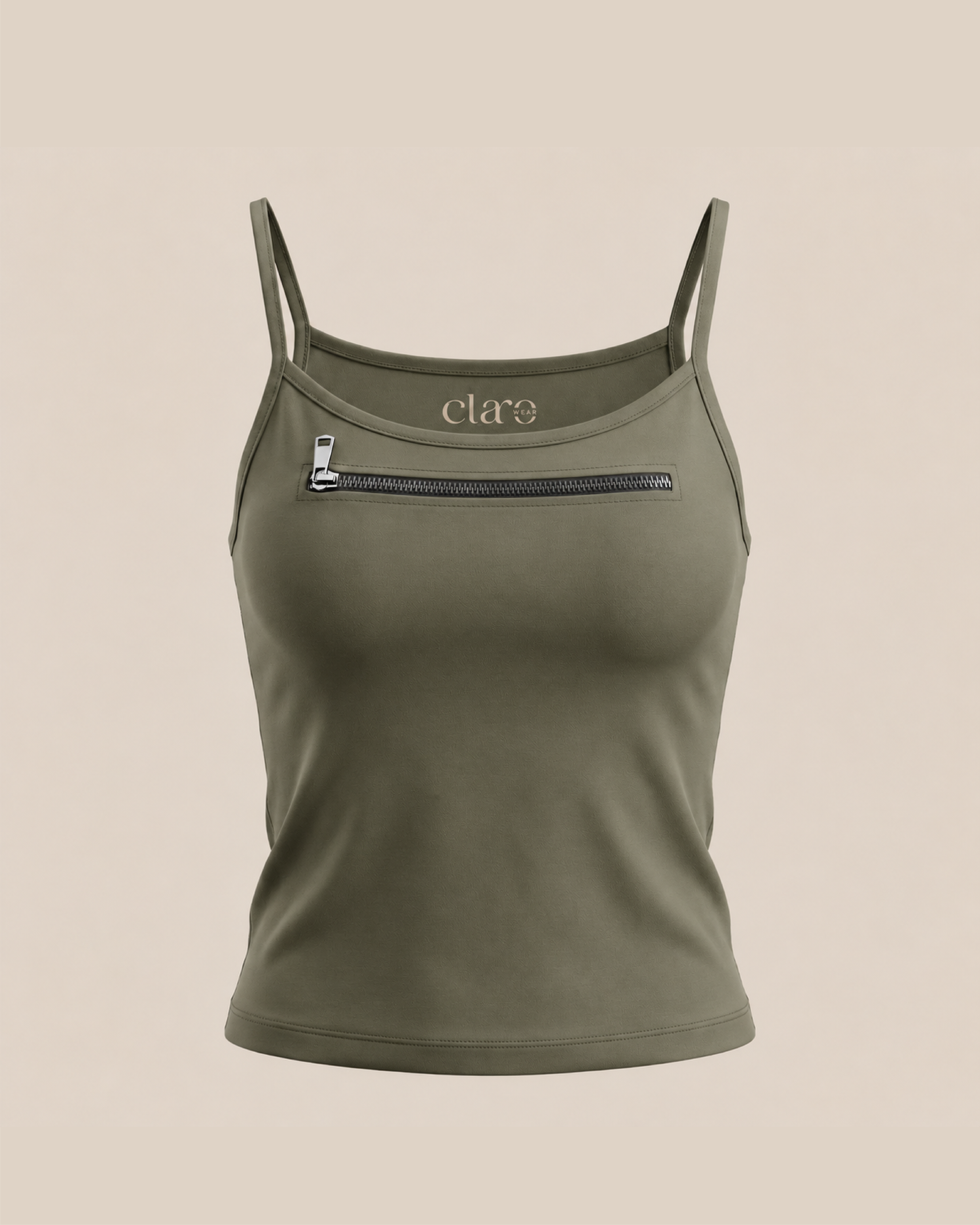 SOLA Zip-Front Cami Top - Cotton Single Lycra