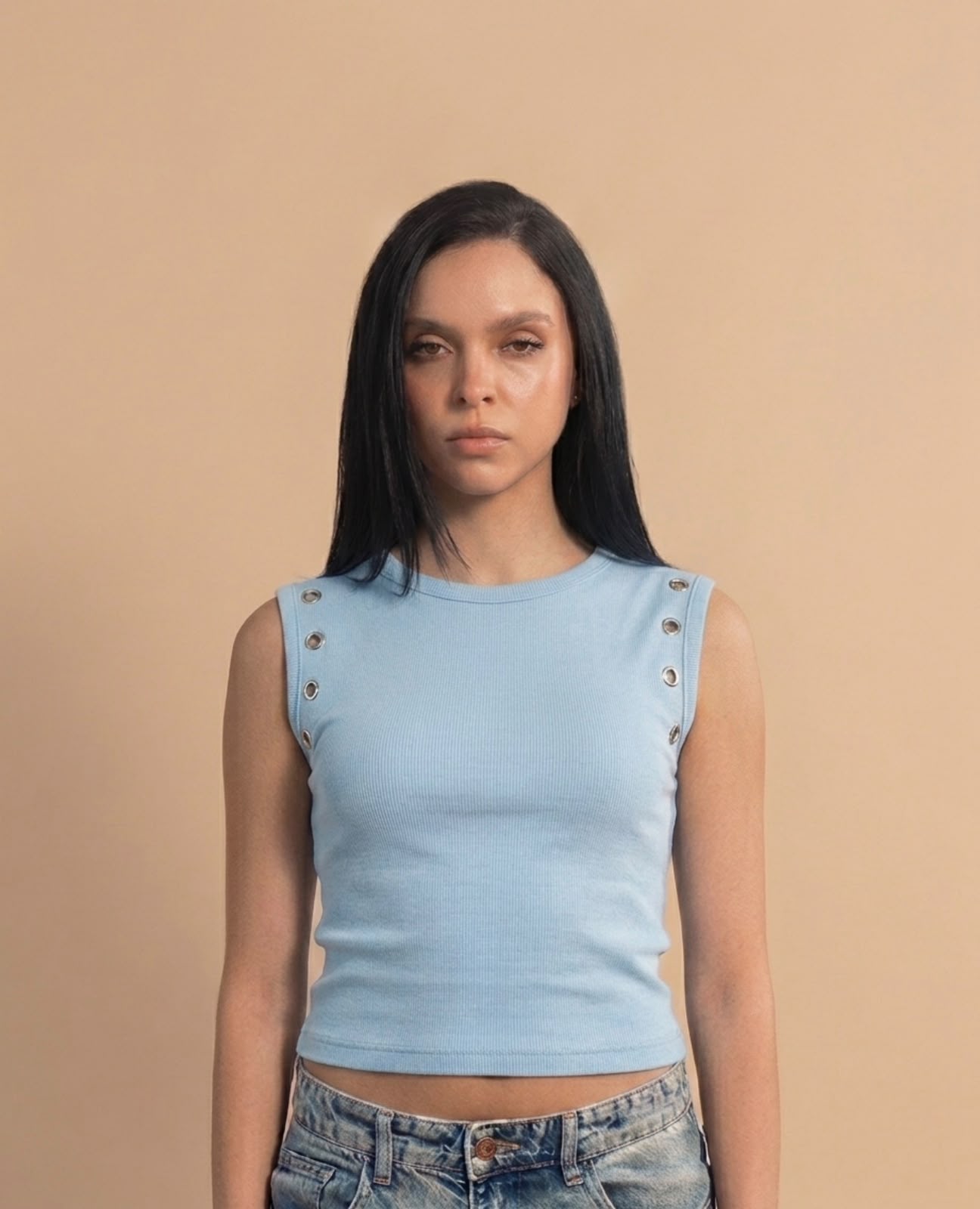 SOLA Eyelet Snap Tank - Cotton Rib Lycra