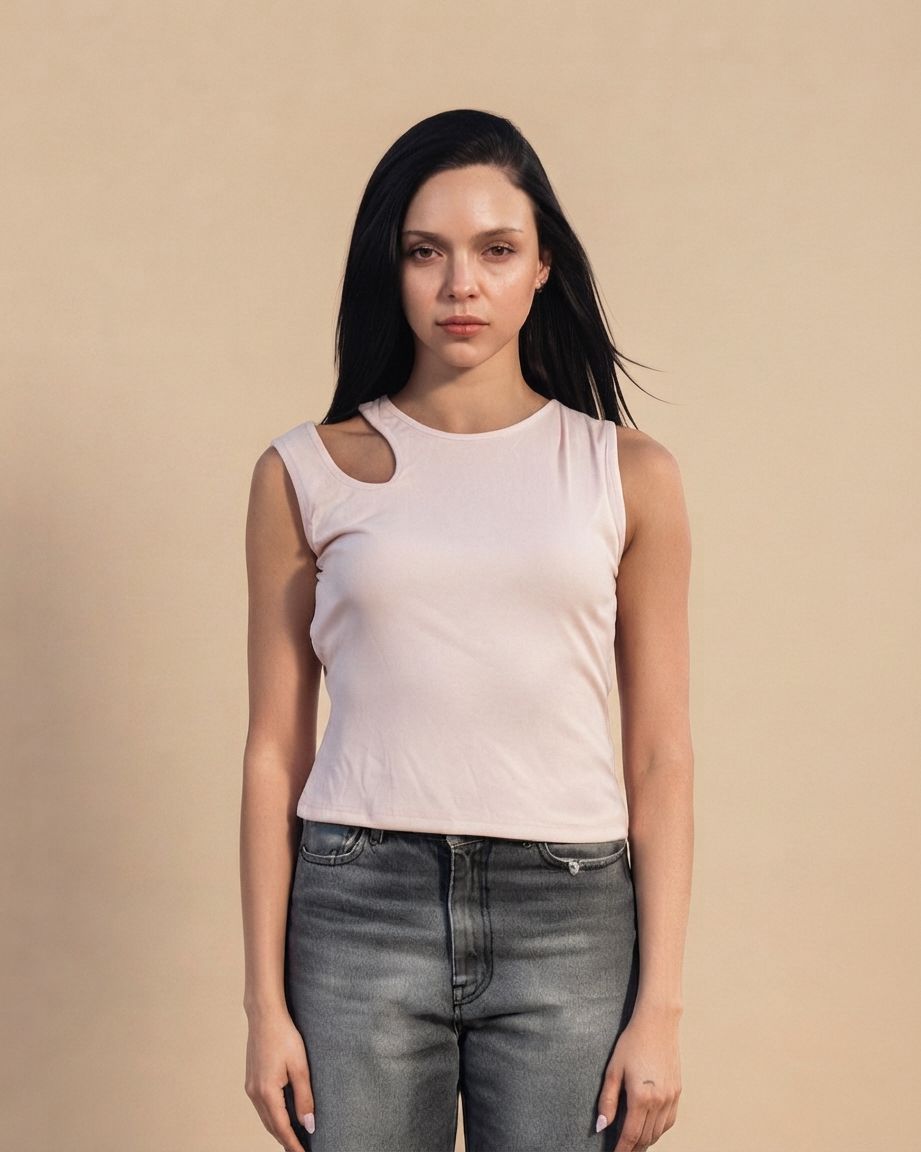 SOLA Cut-Out Shoulder Tank - Cotton Rib Lycra
