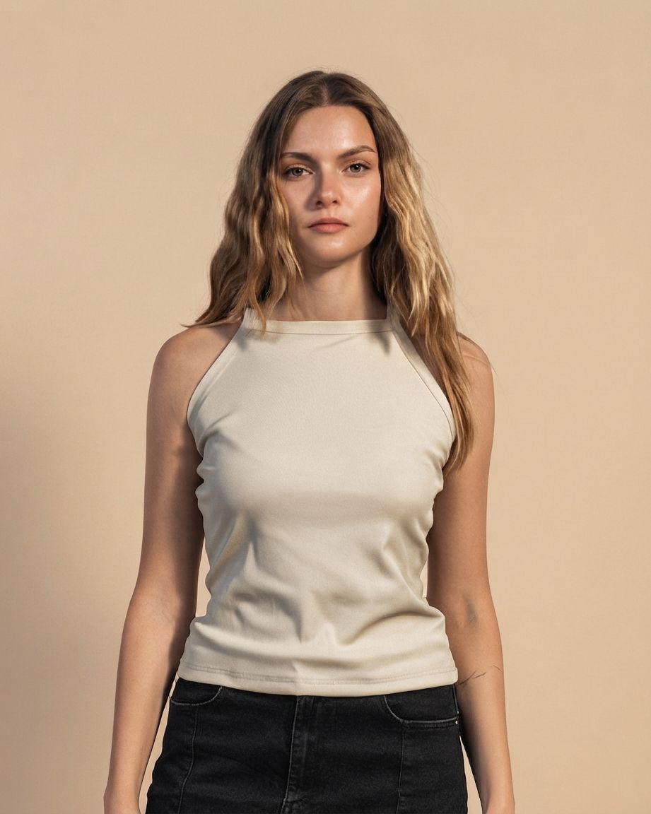 SOLA Essential Rib Tank - High Neck Cotton Rib Lycra